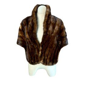 Conrad & Chandler Vintage 60s Brown Genuine Mink Stole Cape Wrap Hollywood Glam